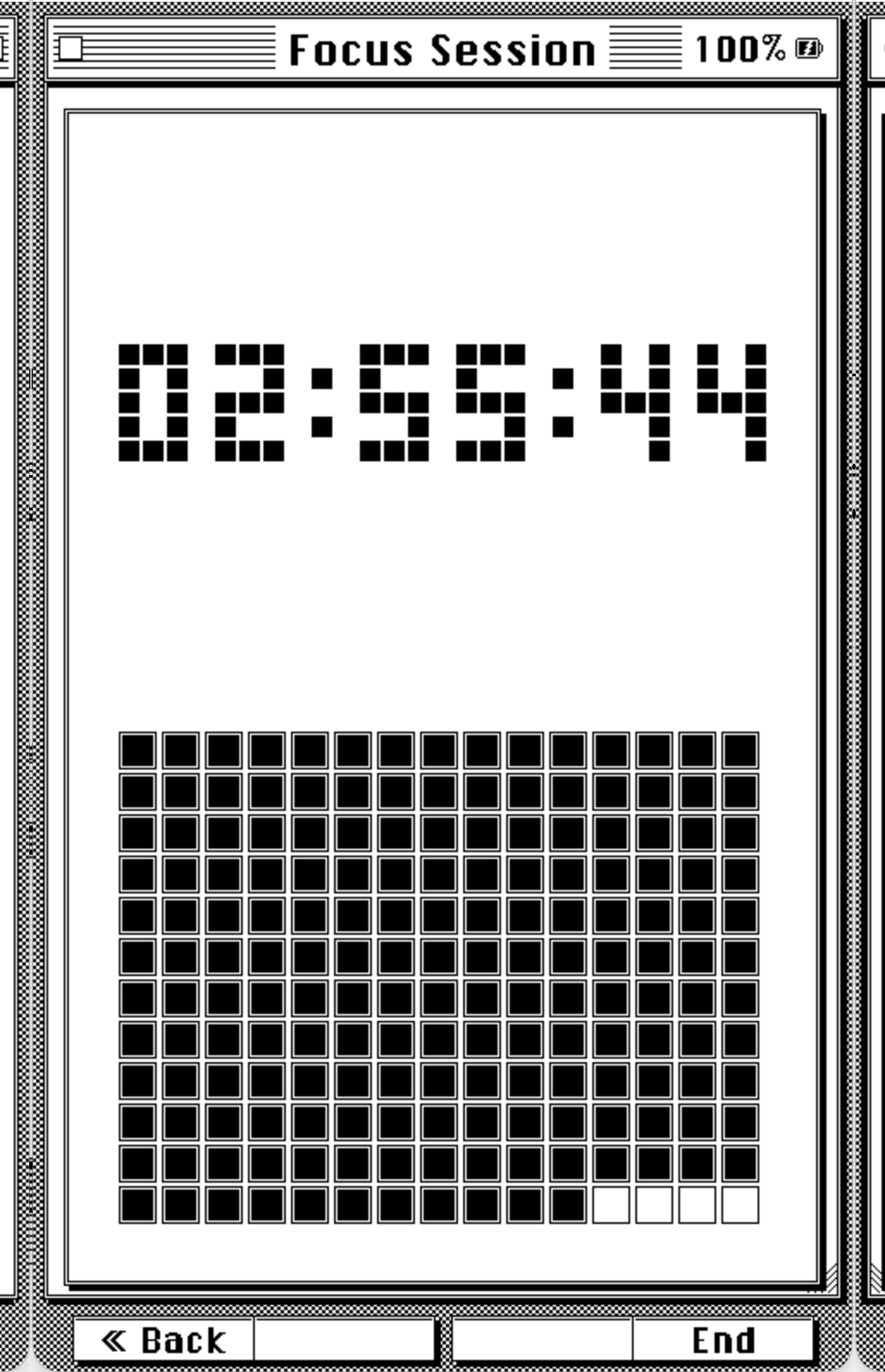 RetroInk's Focus Session countdown with minute tiles