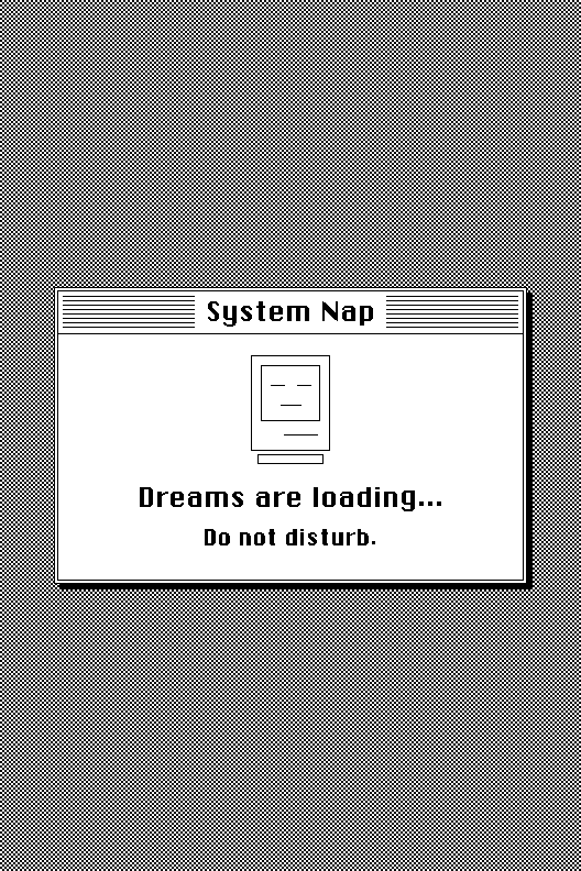 RetroInk sleep screen styled as a classic Mac System Nap dialog